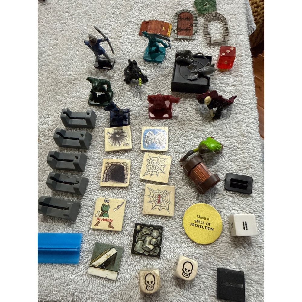 Milton Bradley HeroQuest Board Game Replacement Parts Miniatures Tiles Dice Lot